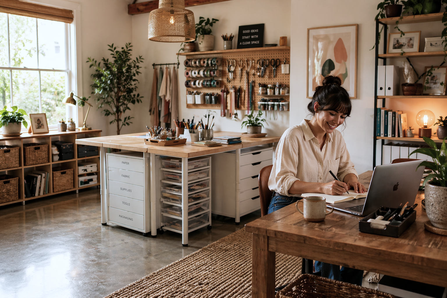 Before and after creative workspace transformation